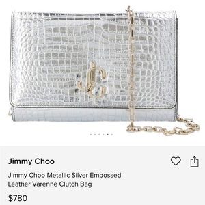 Jimmy Choo
Jimmy Choo Metallic Silver Embossed Leather Varenne Clutch Bag